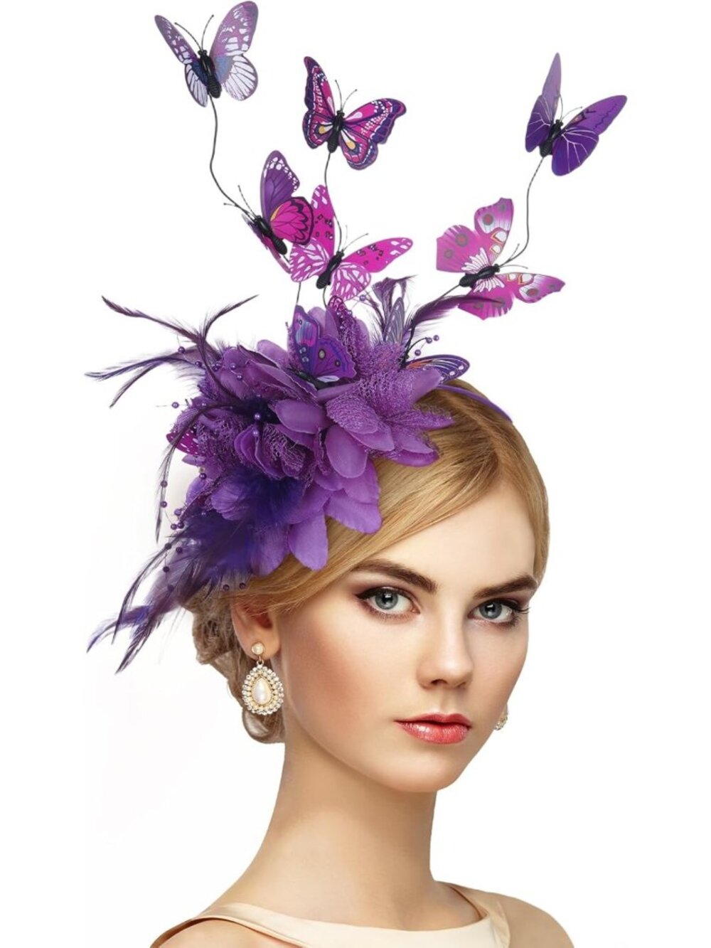 Elegant Butterfly Fascinator Hat for Women - Floral Feather Tea Party Headband